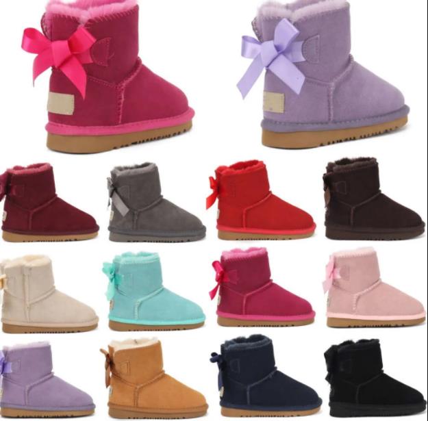 Athletic Outdoor Kids Shoes I Australian Warm Boots Toddlers classic Mini Half Snow Boot With Bows Girls Bowknot Shoe Children Boys Trainers