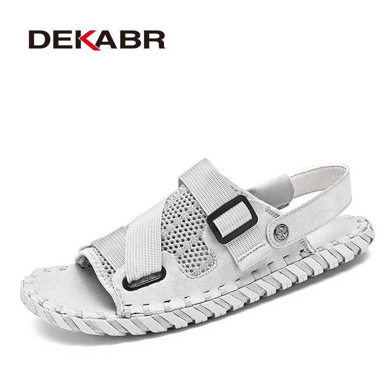 DEKABR New Men's Tide Summer New Mesh Outdoor Leisure Hollow Sandals Beach Handmade Quality Fashion Men Shoes 90Fb