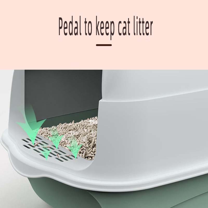 Enclosed Cat Litter Box Fully Spillproof Deodorant Cat Toilet Two-Way Shovel Large Capacity Cat Toilet Litter Box Closed Sandbox