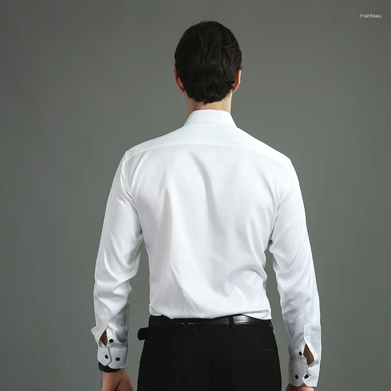 Men's Dress Shirts Anti-Wrinkle Men Long Sleeve For Slim Fit Camisa Social Business Blouse White Office Shirt S-4XL