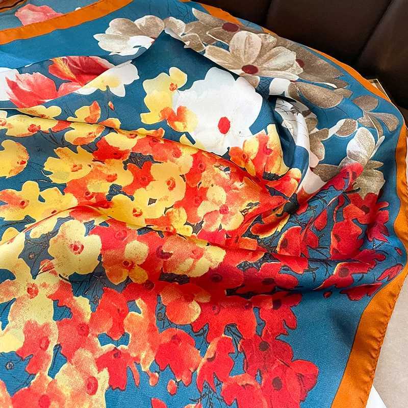 70x70cm Silk Scarf Square used for packaging fashion floral printed shawls spring and summer collars hair bands and womens winter scarves X250319