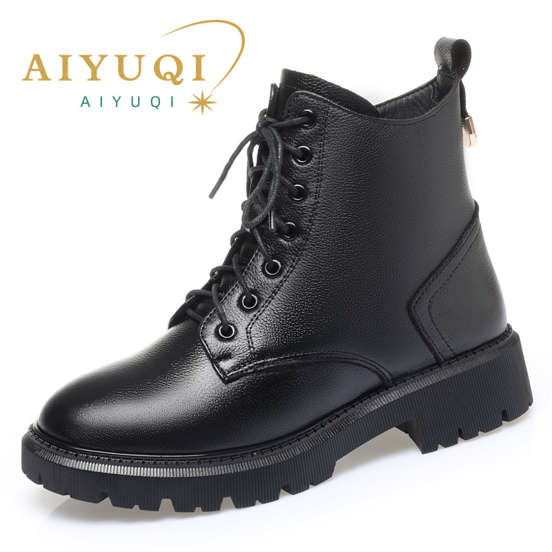 Winter AIYUQI Large Size 2024 New Genuine Leather Non-slip Snow Boots Natural Wool Warm Women's Ankle Boot 0ab7