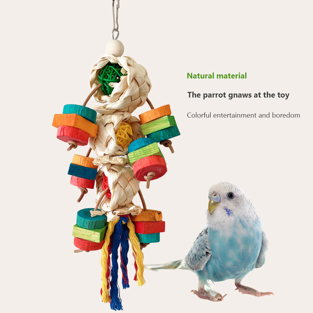 Bird Parrot Toy Natural Wooden Blocks Bird Parrot Chewing Toys Bird Cage Toys for Macaws African Grey Cockatoos Parakeets