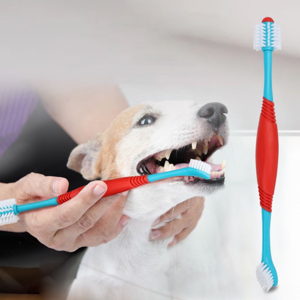 Pet Toothbrush 360° Double Head Wear Resistant Soft Bristle Dogs Cat Grooming Toothbrush Plastic Pet Tooth Care Cleaning Tools