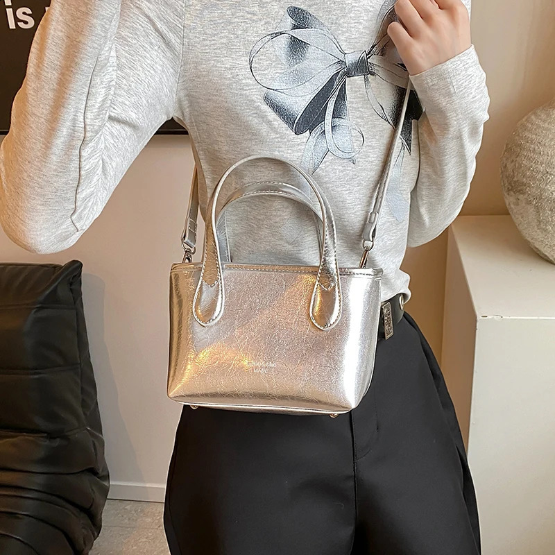 Small Shoulder Bags for Women Fashion Trend Silver Crossbody Bag Female Lady Handbags and Purses 240902