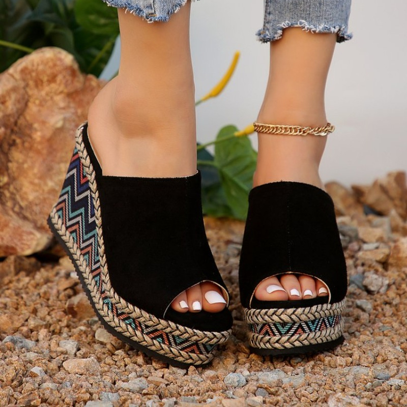 Wedge Heel Thick Sole Ladies High Heels Sandals Summer Casual Shoes Beach Flip ps Solid Slides Women Slippers dh5885370