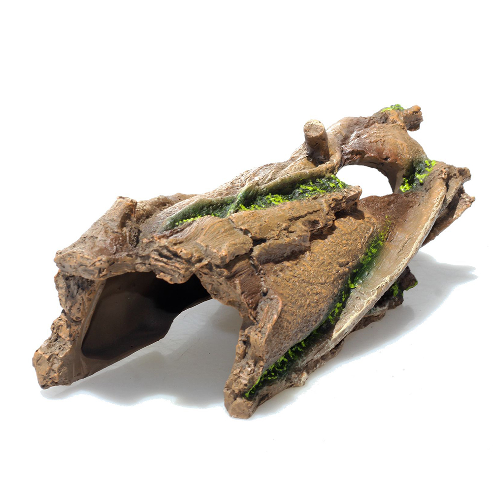 Lizard Reptile Hide Hollow Tree Trunk for Aquarium Fish Tank Bearded Gecko Tank Basking Platform Shrimp Betta Fish Hideout