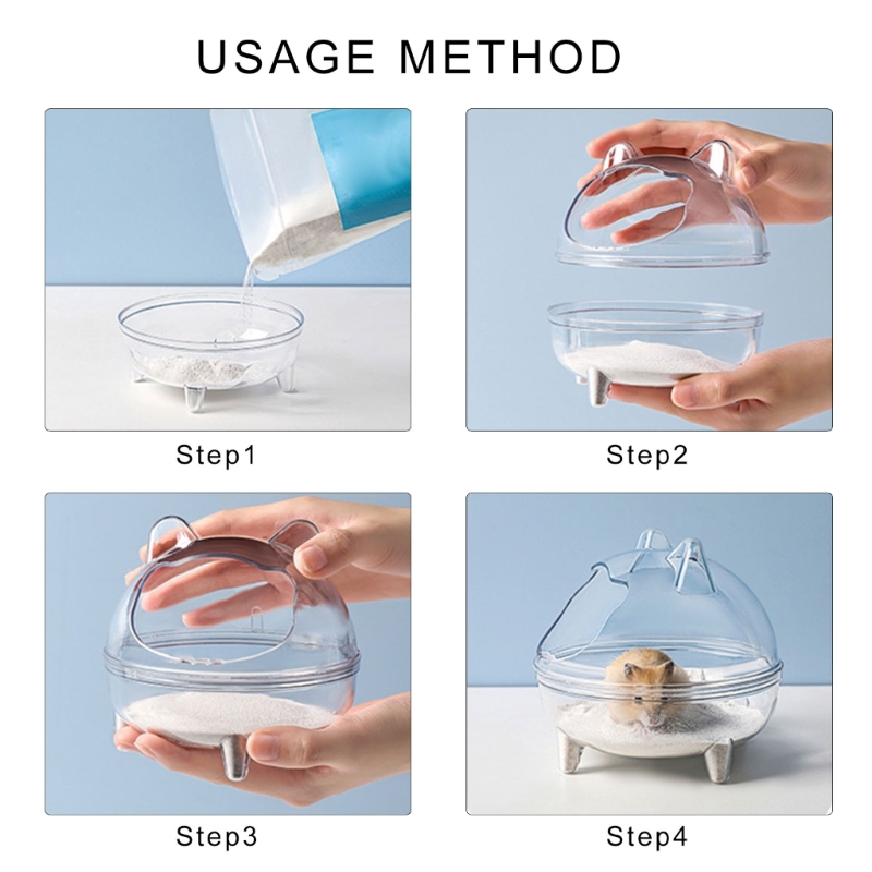 Transparent Hamster Sand Bath Container Spacious Pet Hamster Bathtub Provide Comfortable to Gerbils and Guinea Pigs