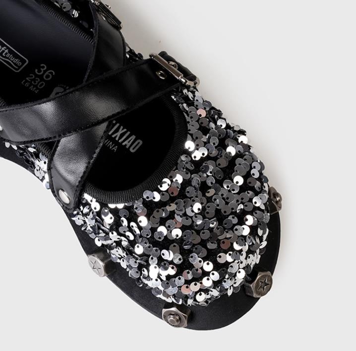 Bright Summer skin Women New Slippers Platform Rivets Punk Rock Leather Mules Creative Metal Fittings Casual Party Shoes Female Outd