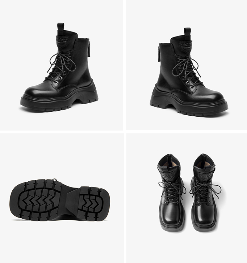 Ankle BEAUTODAY Boots Women Genuine Cow Leather Solid Color Punk Style Motocycle Short Plush Winter Ladies Shoes Handmade 03A56 02fc