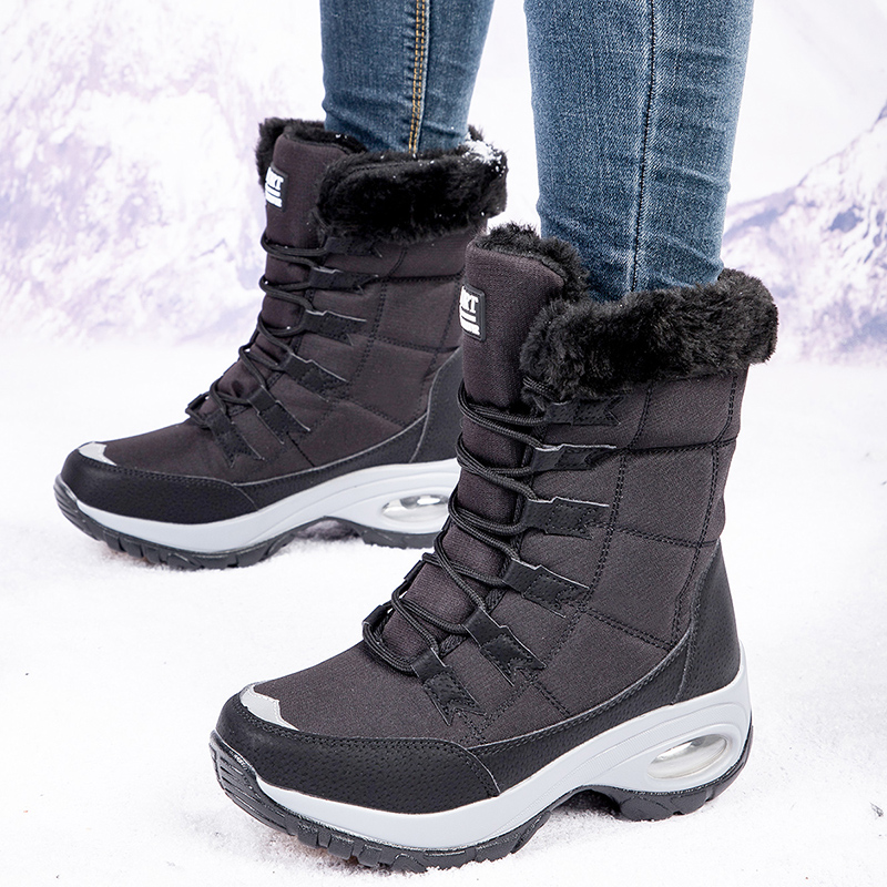 Women's winter warm snow boots, high top cotton shoes, white hot plush inner ing, women's outdoor shoes anti slip hiking