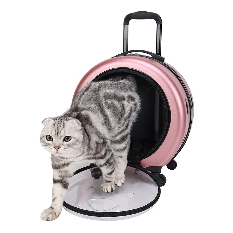 Pet Trolley Case Portable Transparent Cat BagMulti-purpose Cat Space Capsule Trolley Cat Carriers Bag for Outdoor Travel Camping