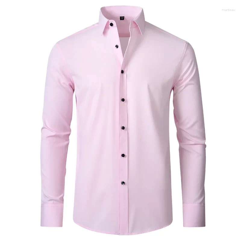 Men's Dress Shirts Anti-Wrinkle Men Long Sleeve For Slim Fit Camisa Social Business Blouse White Office Shirt S-4XL