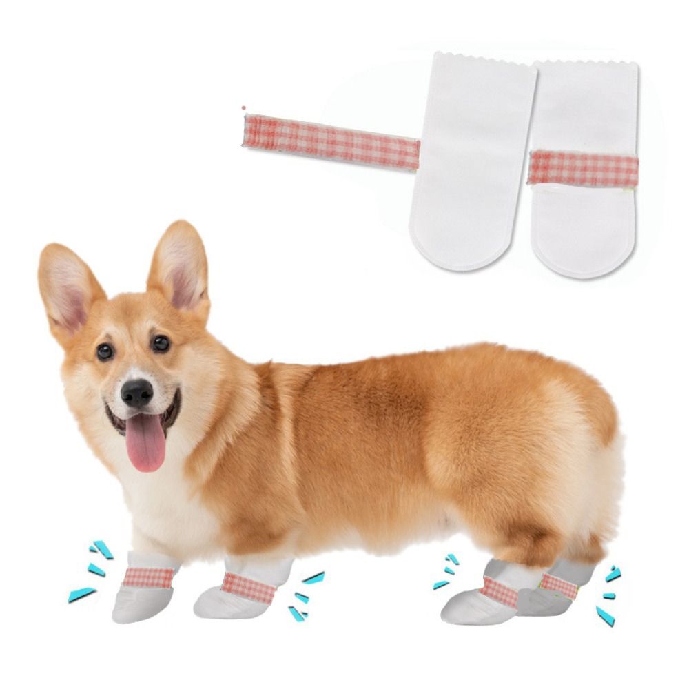8pcs Pet Supplies Non-woven Fabric Pet Shoes White Protective Dog Boots Dog Foot Cover For Outdoor Activities of Pets