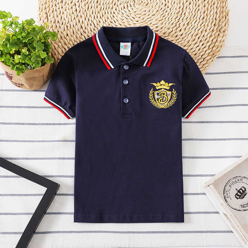 Polos Polos Childrens polo shirt cotton short seven boy shirt baby boy sports shirt top breathable childrens clothing 2-8 year old childrens T-shirt W