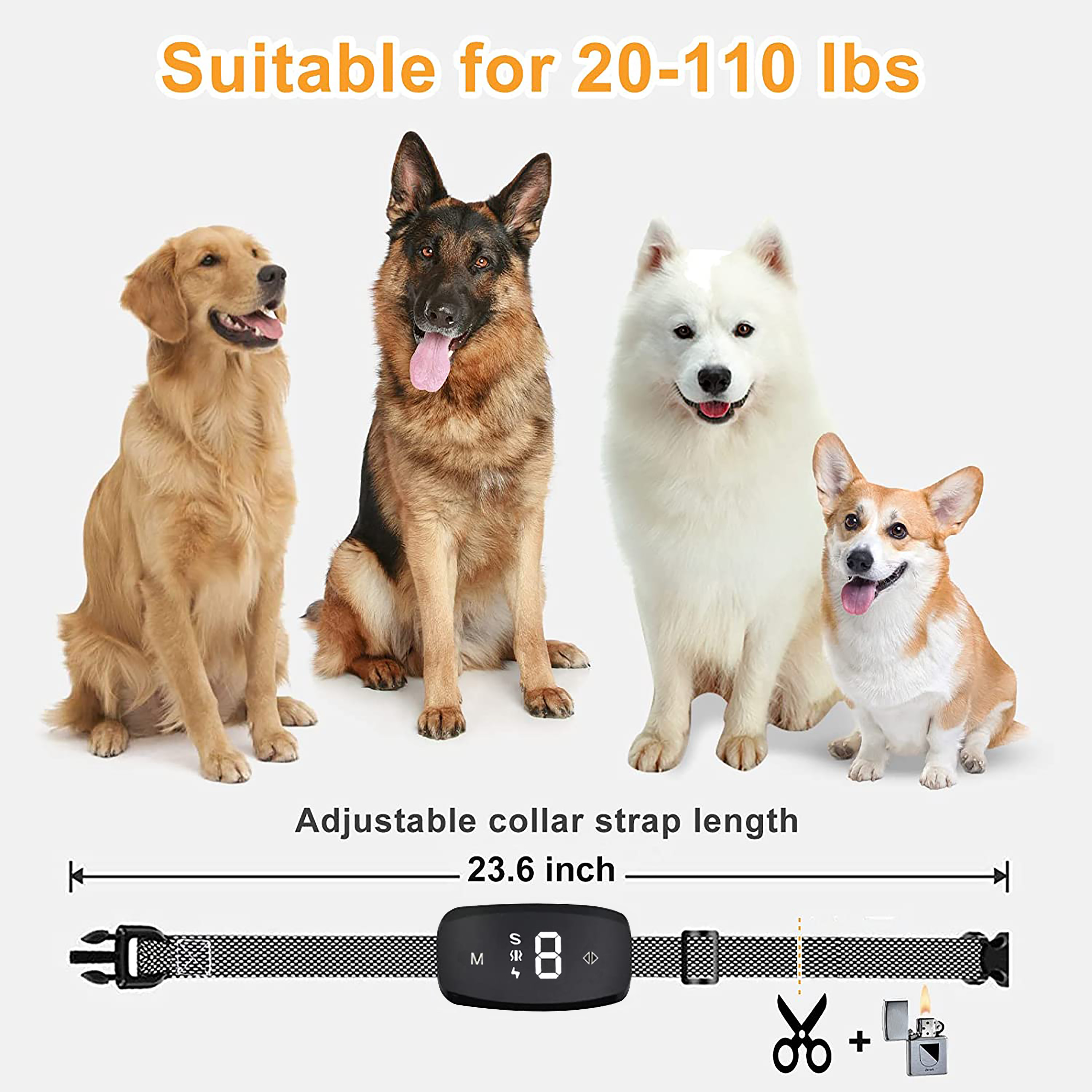 Rechargeable Dog Bark Collar | Smart Collar for Dog Training | No Shock | Beep & Vibration | No Bark Collar for Dogs