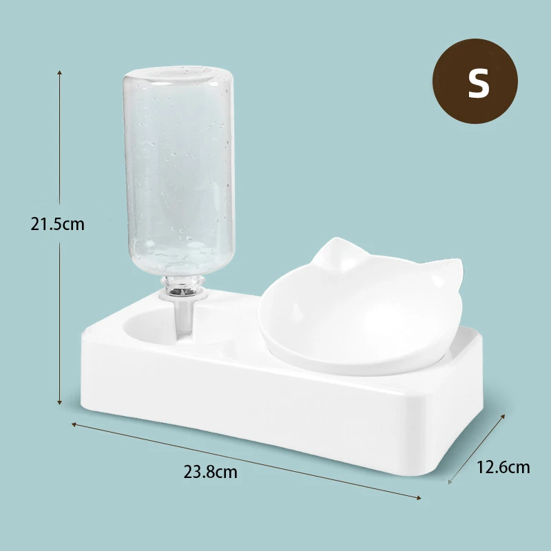 Pet Feeder 2-in-1 Pet Feeding Bowl Automatic Water Dispenser for Dogs and Cats le Stainlesswith Removab Steel Bowl Pet Supplies