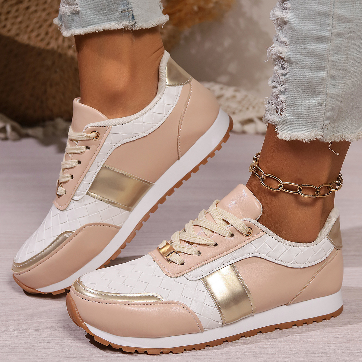 Designer Trend Sneakers Women Casual Lace Up Flat Running Walking Woman Footwear Breathable Women's Sports Shoes 2549 's
