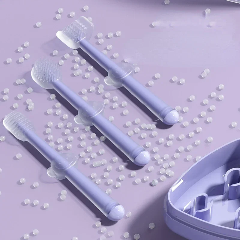 3pcs/set Pet Toothbrush Purple Cat Silica Gel Brush Clear Up Bad Breath Tartar Teeth Care Dog Cat Cleaning Mouth Dogs Supplies
