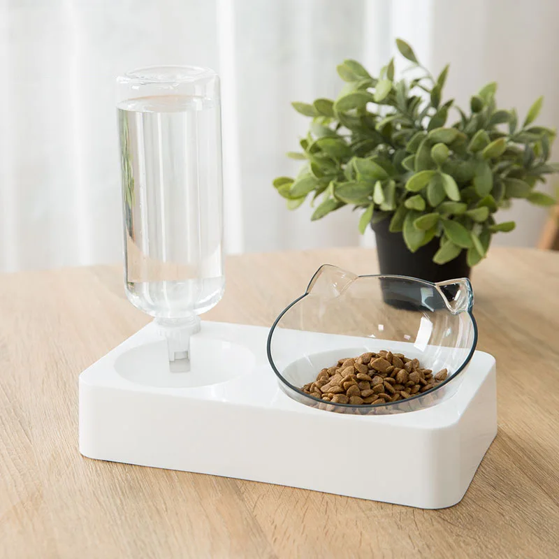 Pet Feeder 2-in-1 Pet Feeding Bowl Automatic Water Dispenser for Dogs and Cats le Stainlesswith Removab Steel Bowl Pet Supplies