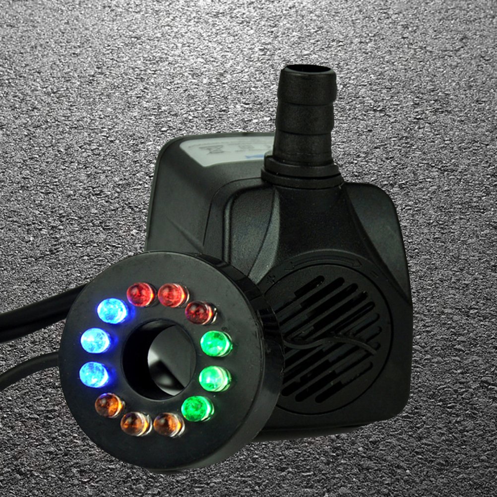 25W Powerful Submersible Water Pump with LED Light Adjustable Water Flow for Fountains Ponds Aquarium Fish Tank Statuary with EU