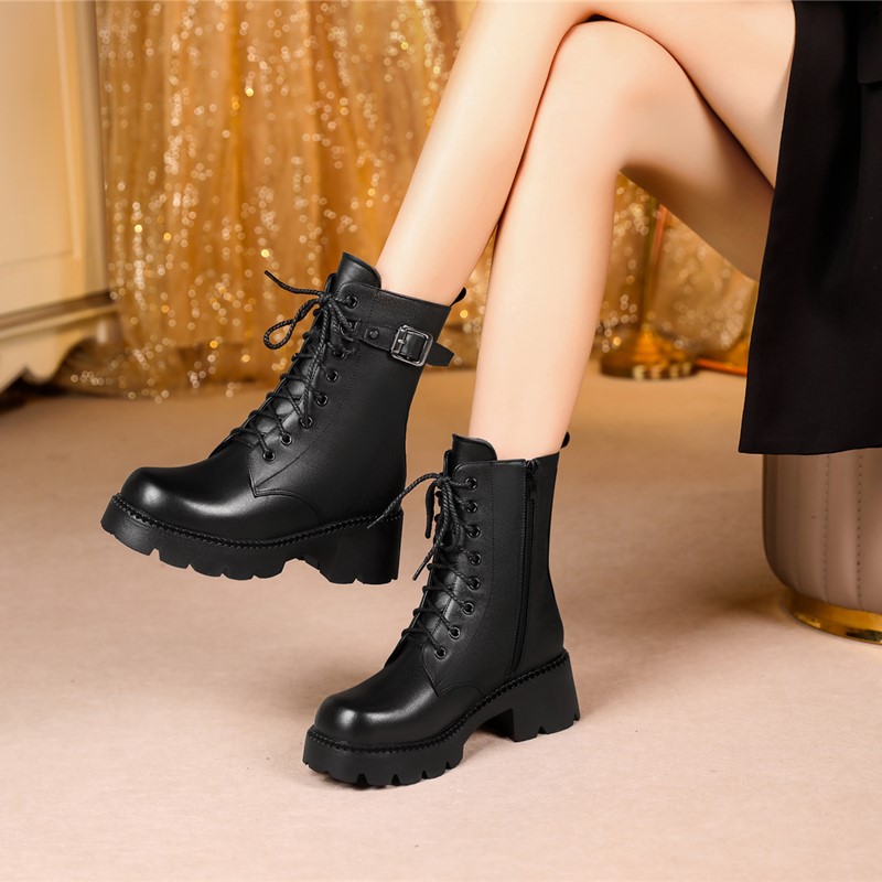 Boots AIYUQI Patform High-heel British Style Women Winter Boot Genuine Leather Large Size Non-slip Thick Wool Lady Booties 07e2 ies