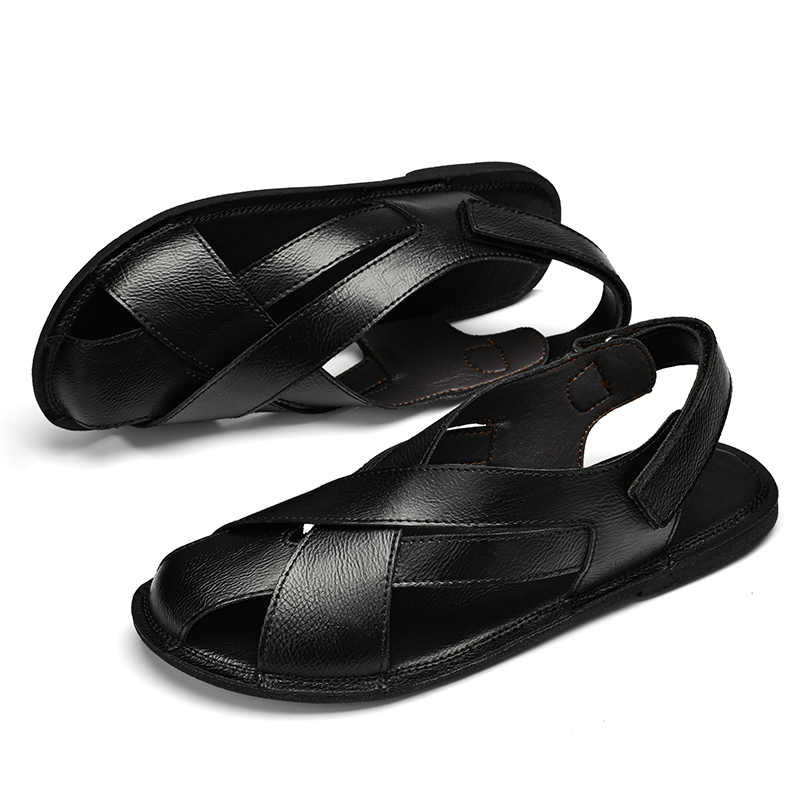 Summer Roman Shoes Genuine Leather Men's Sandals Outdoor Non-slip Beach Shoes for Men Lightweight Slippers Walking Shoes Man