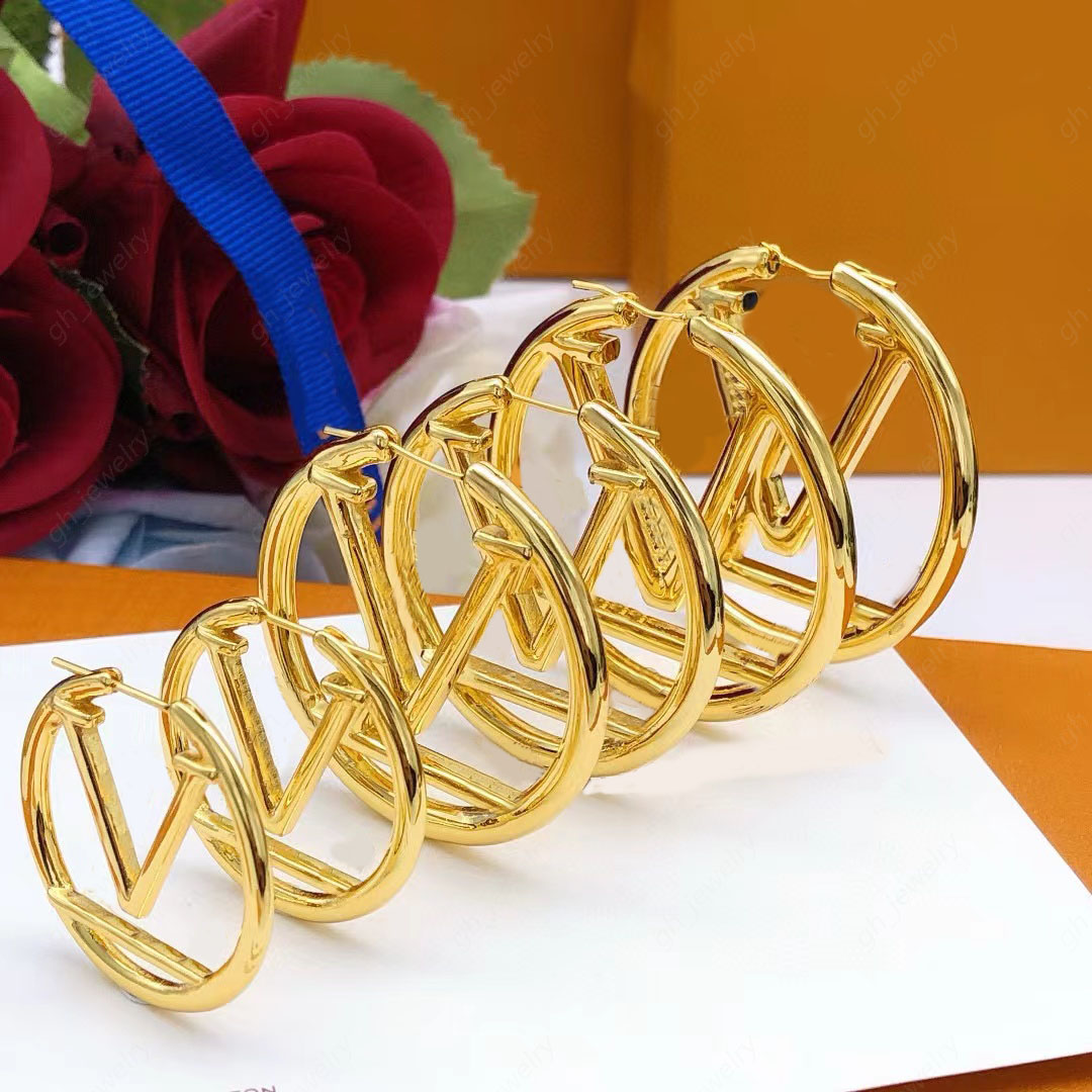 Classic 18k Gold Hoop Earrings Women's Fashion Exquisite Luxury Designer earrings 3.4.5CM Optional for women's wedding party birthday gift jewelry