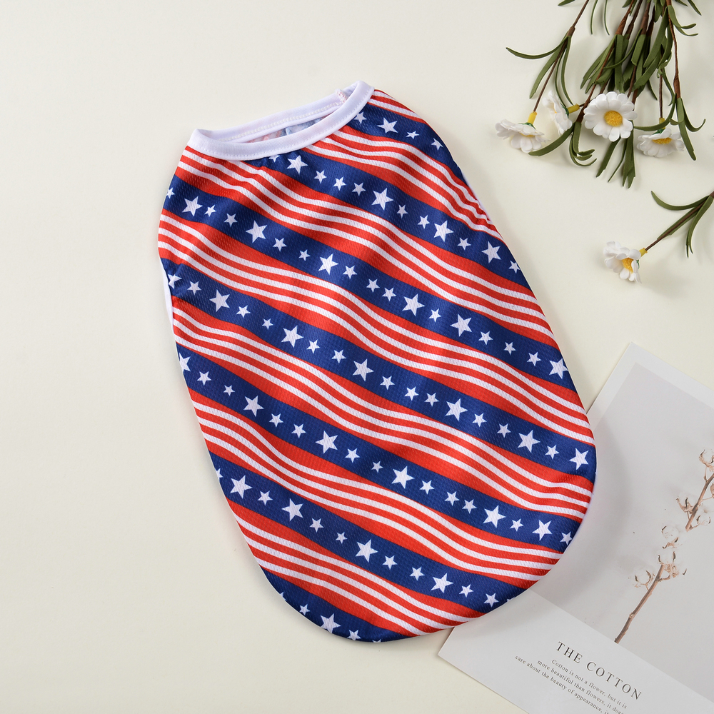 July 4th Dog Shirt Pet Independence Day Vest Costume For Small Medium Dogs Cats Summer Breathable Puppy Chihuahua Pug Clothes