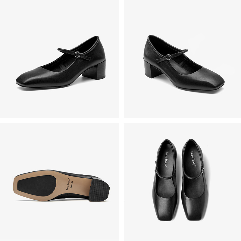 Solid BEAUTODAY Color Mary Janes Women New Sheepskin Square Toe Spring 2024 Fashion Ladies Dress Shoes Handmade 15245 9cd6