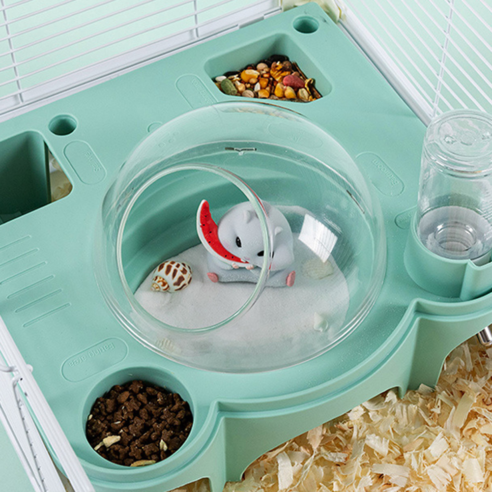 Hamster House Small Hamster Cage With Water Bottle Transparent Capsule Bathroom 2 Eating Area Detachable Hamster Habitat
