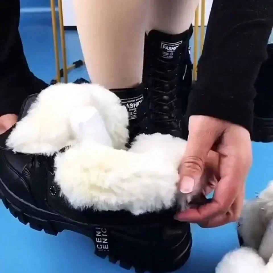 Fashion Casual Shoes Women New 2024 Winter Warm Plus Veet All-Match Black Ankle Boots Thick-Soled Cotton Sneakers atillas