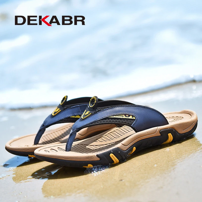 DEKABR Men's Slippers New Summer Beach Shoes Non-Slip Sport Flip Ps Comfort Casual Thong Sandals Outdoor Big New Quality Size 38-45 3Aca