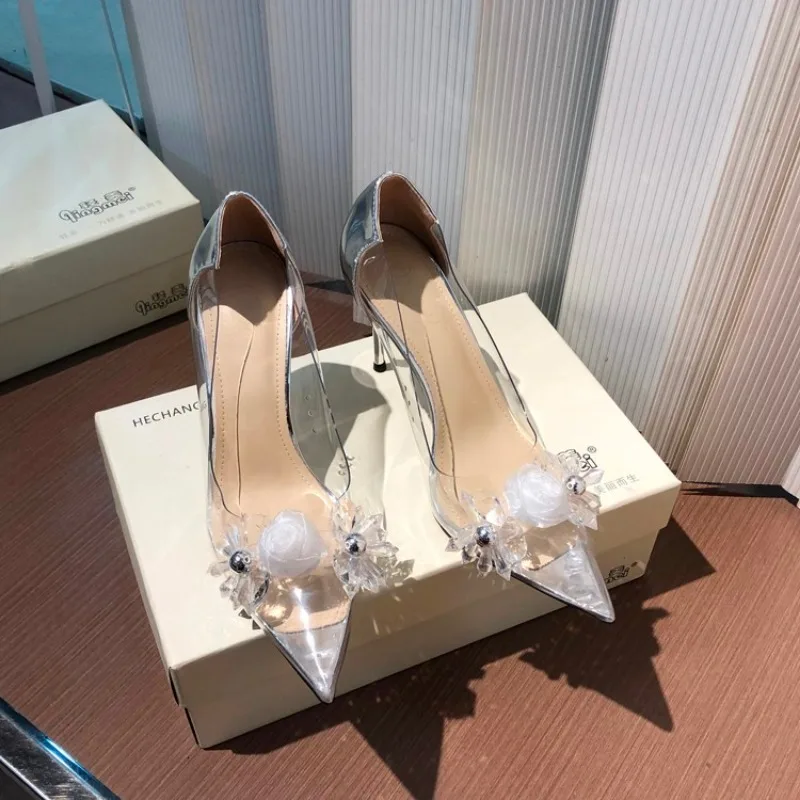 2025 new High Y2K Sier Heels Sandals Women Summer Punk Goth Pointed Toe Party Shoes Woman Metallic Thin Heeled Dress Pumps Ladies 7cc9