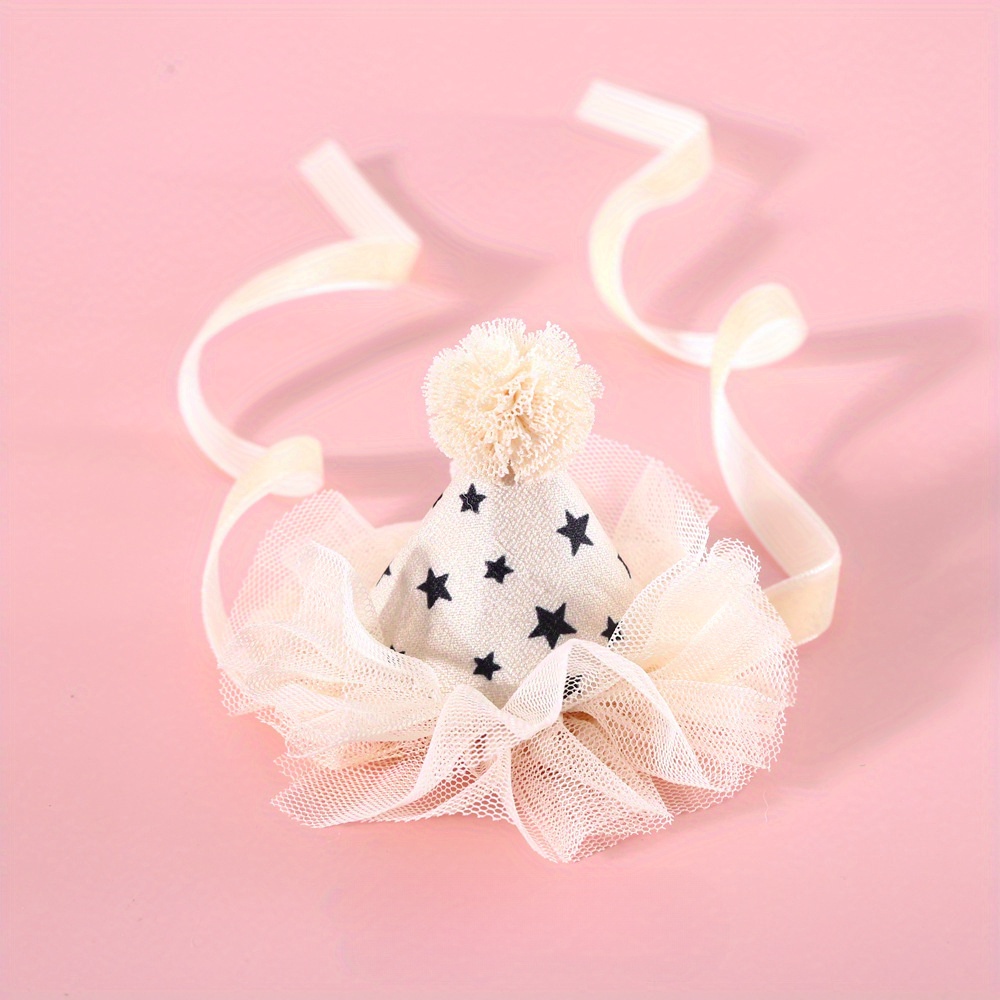 1pc pet cat dog fairy lace three-dimensional birthday hat pentagram tiara butterfly wedding princess
