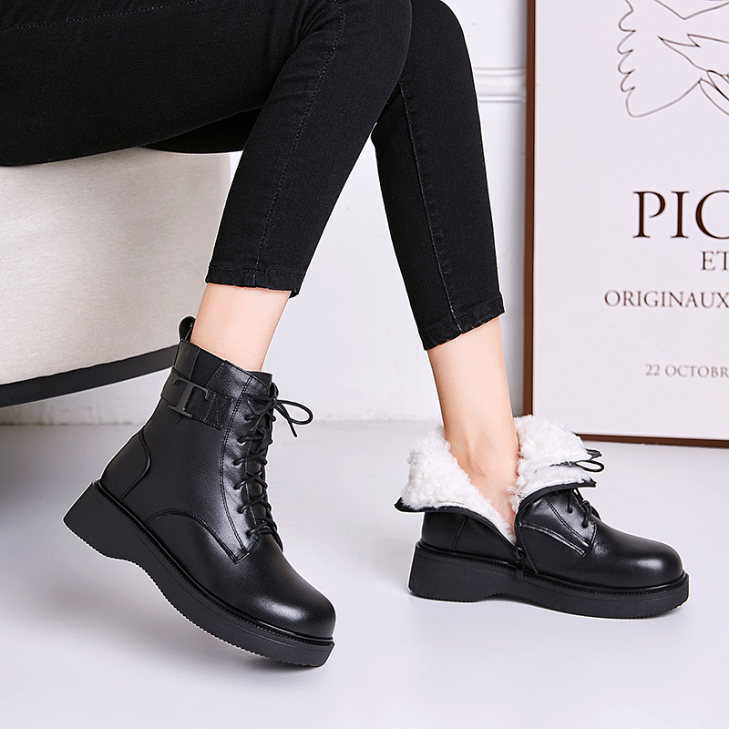 AIYUQI Women Winter Boots Warm Wool 2024 New Genuine Leather Women Ankle Boots Large Size Women's Snow Boots