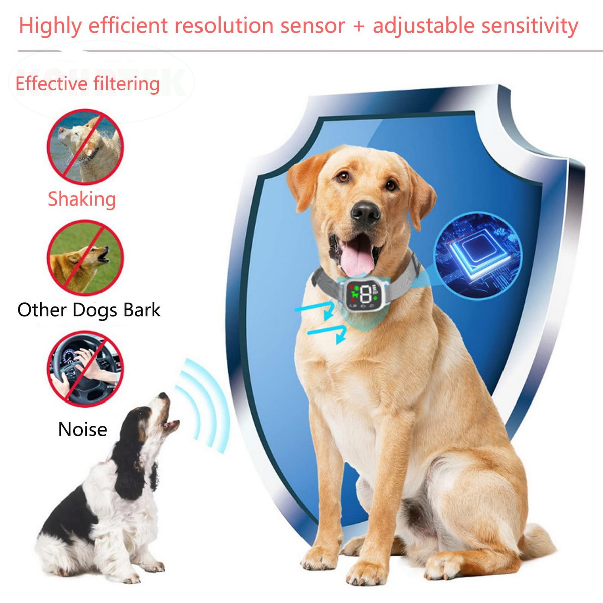 Smart Dog Bark Collar-Rechargeable,Adjustable Sensitivity,Waterproof,Vibration and Beep
