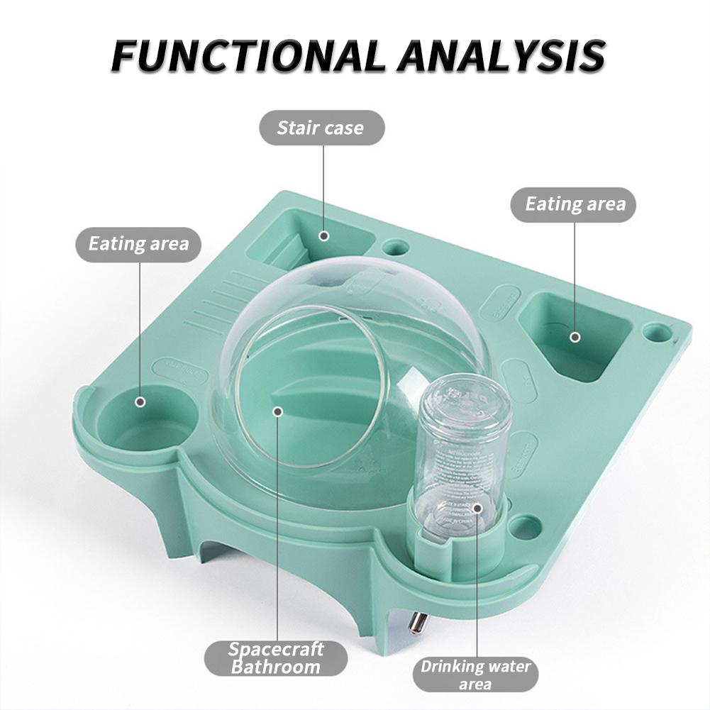 Hamster House Small Hamster Cage With Water Bottle Transparent Capsule Bathroom 2 Eating Area Detachable Hamster Habitat