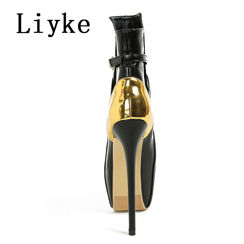 Liyke Autumn Winter Platform Boots For Women Sexy Buckle Strap Round Toe Pole Dance High Heels Ladies Cool Riding Shoes Size 45