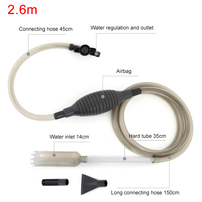 Aquarium Siphon Fish Tank Syphon Vacuum Gravel Water Filter Cleaner Water Change Large Siphon Pump Manual Cleaner 1.7m 2.6m
