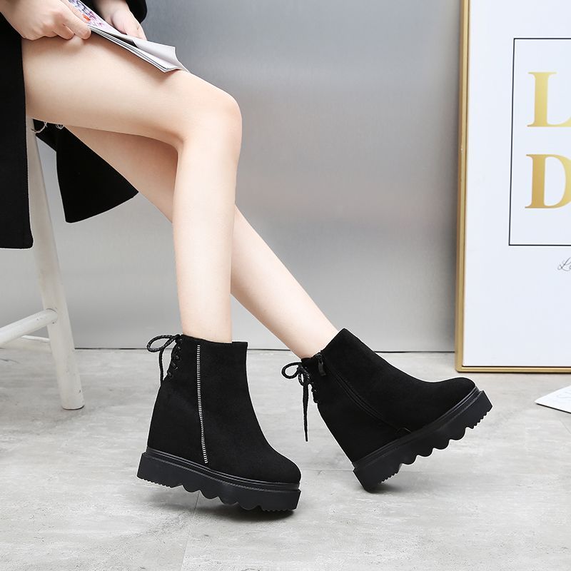 Fujin 10cm New Synthetic Stretch Fabric Suede Leather Comfy Spring Women Loafer Autumn Platform Ankle Booties Wedge Flats Shoes