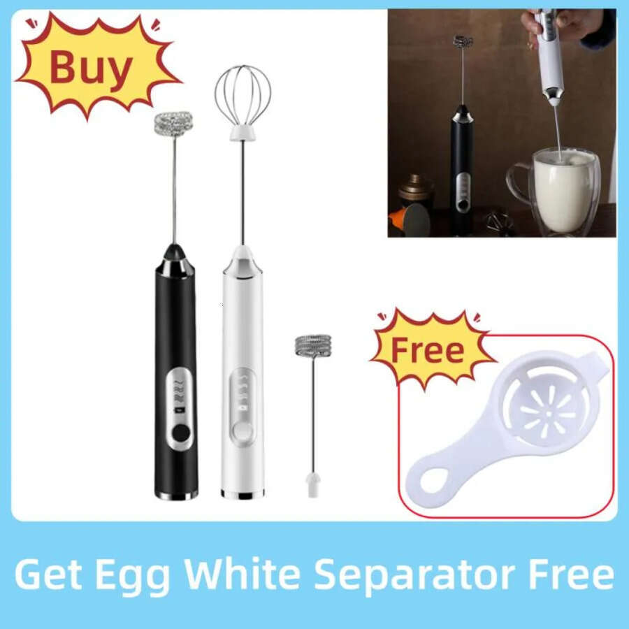 Electric E 2 In 1 Beater Whik Coffee Mixer USB Rechargeable Double Head Milk Frother Baking Stirrer Kitchen Tool Gadget