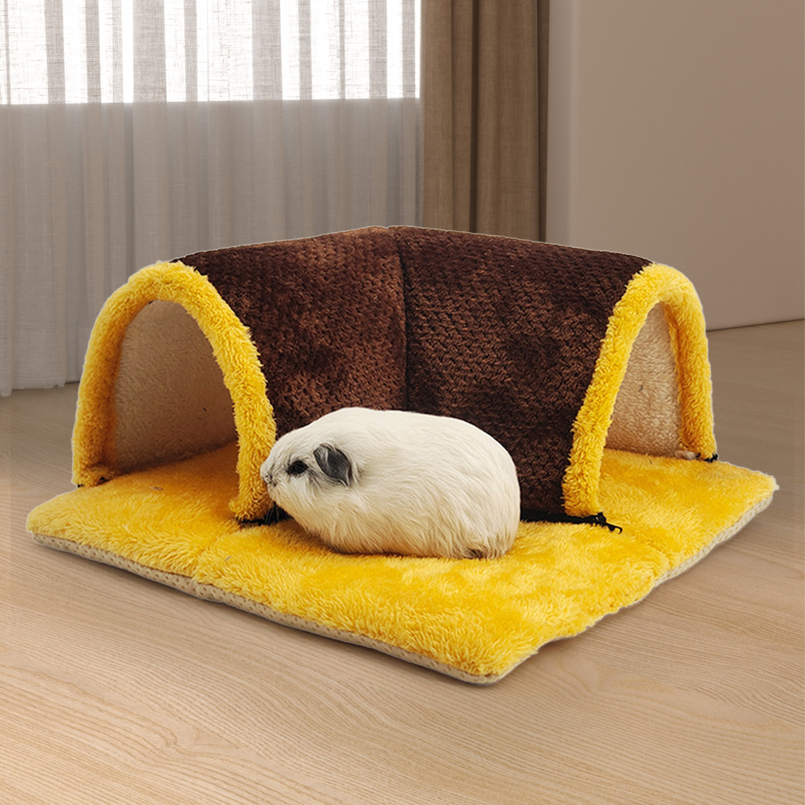 Hamster Tunnel Warm Exercise Training Guinea Pig Hideout Pets Nest Removable Mat for Hamster Rat Cat Kitten