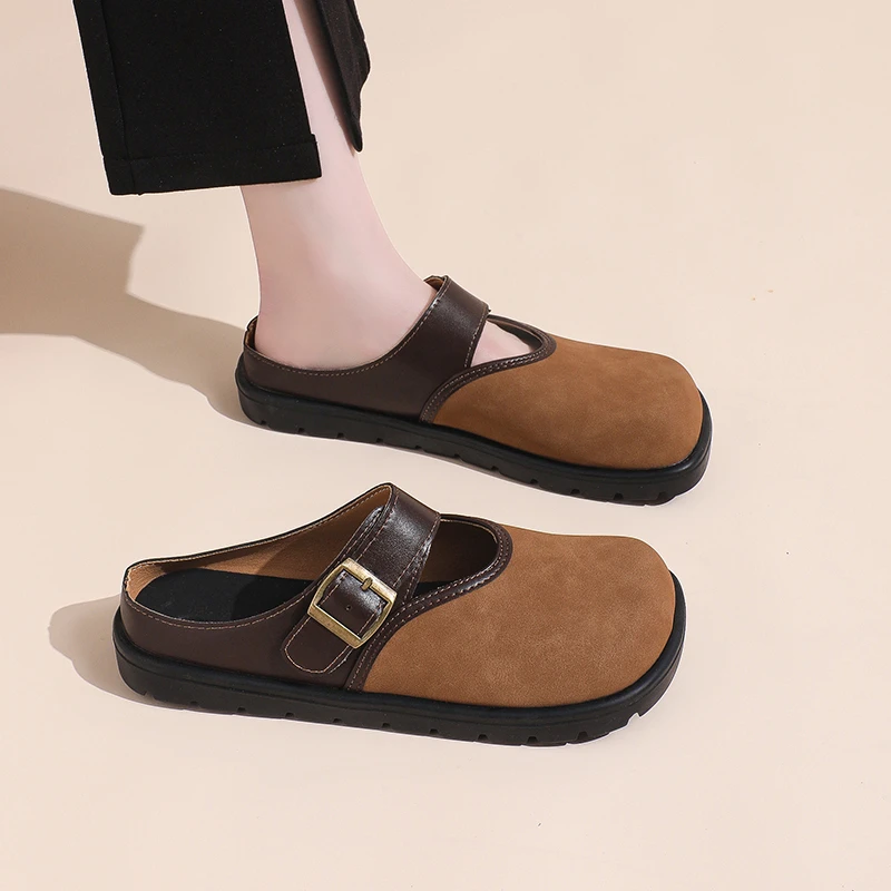 Mules Women Shoes Slippers Square Toe Flats Summer Designer Casual Outdoor Sandals 2024 New Cozy Flip ps atos Mujer Slides 3a9c