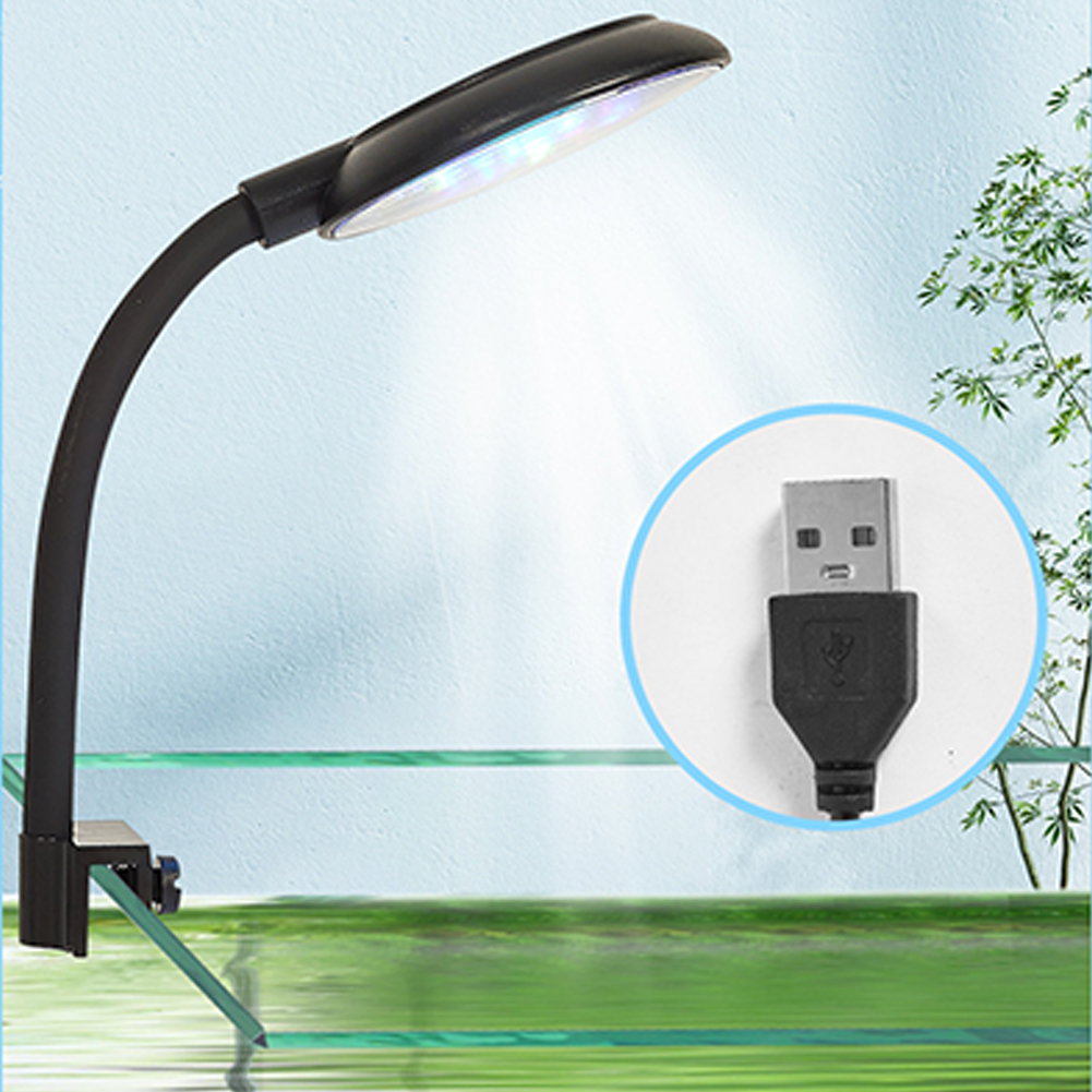 7W Dimmable Small Fish Tank Light Aquarium Light Clip On Fish Tank LED Light Small USB Light Dimmer Mini Clip On Aquarium Light