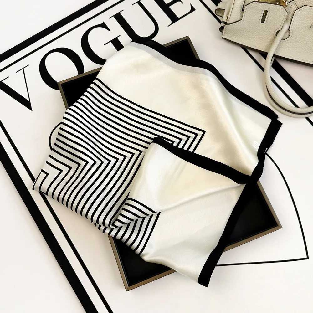 90cm silk square scarf with satin ribbon print scarf fashionable womens hair shawl bag Fem collar headscarf X250319