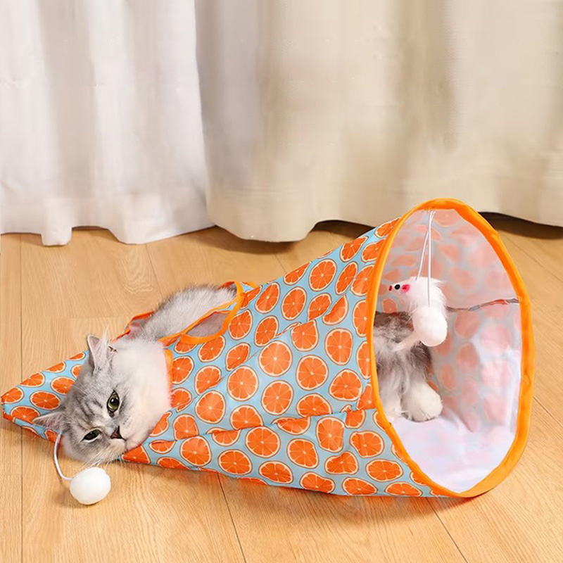 ḀFoldable Cat Tunnel Interactive Toy Drill Bag Cat Tunnel Rolling Mouse with Noise Paper Cat Drill Hole Cat Interactive Play