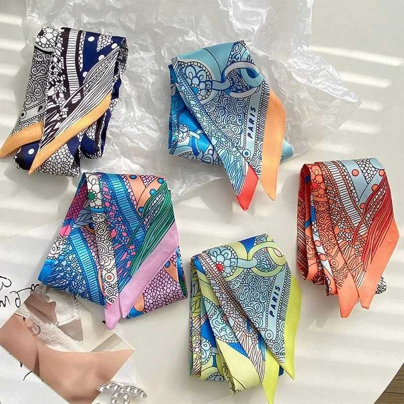 2024 Korean Fashion New Womens Twill Decorative Ribbon Small Scarf Binding Bag Handle Ribbon Hair Band Small Scarf Headband Y240903
