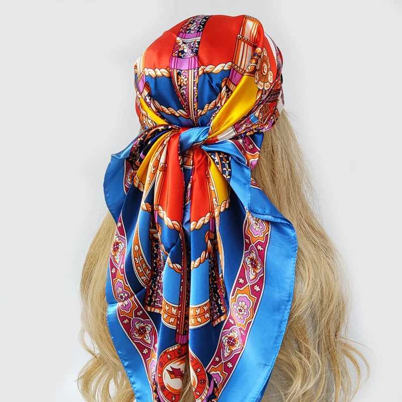 90 * 90cm Muffler Fashion Silk Scarf Womens Outdoor Printing Luxury Neck Hair Decoration Strap Scarf Outdoor Small Kerchie Soft Packaging X250324