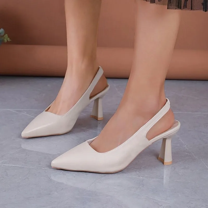 2025 new for Shoes Fashion Slip-on Women's High Heels Summer Solid Office and Career Sexy Pointed Toe Heeled Sandals Women 8538 Sals